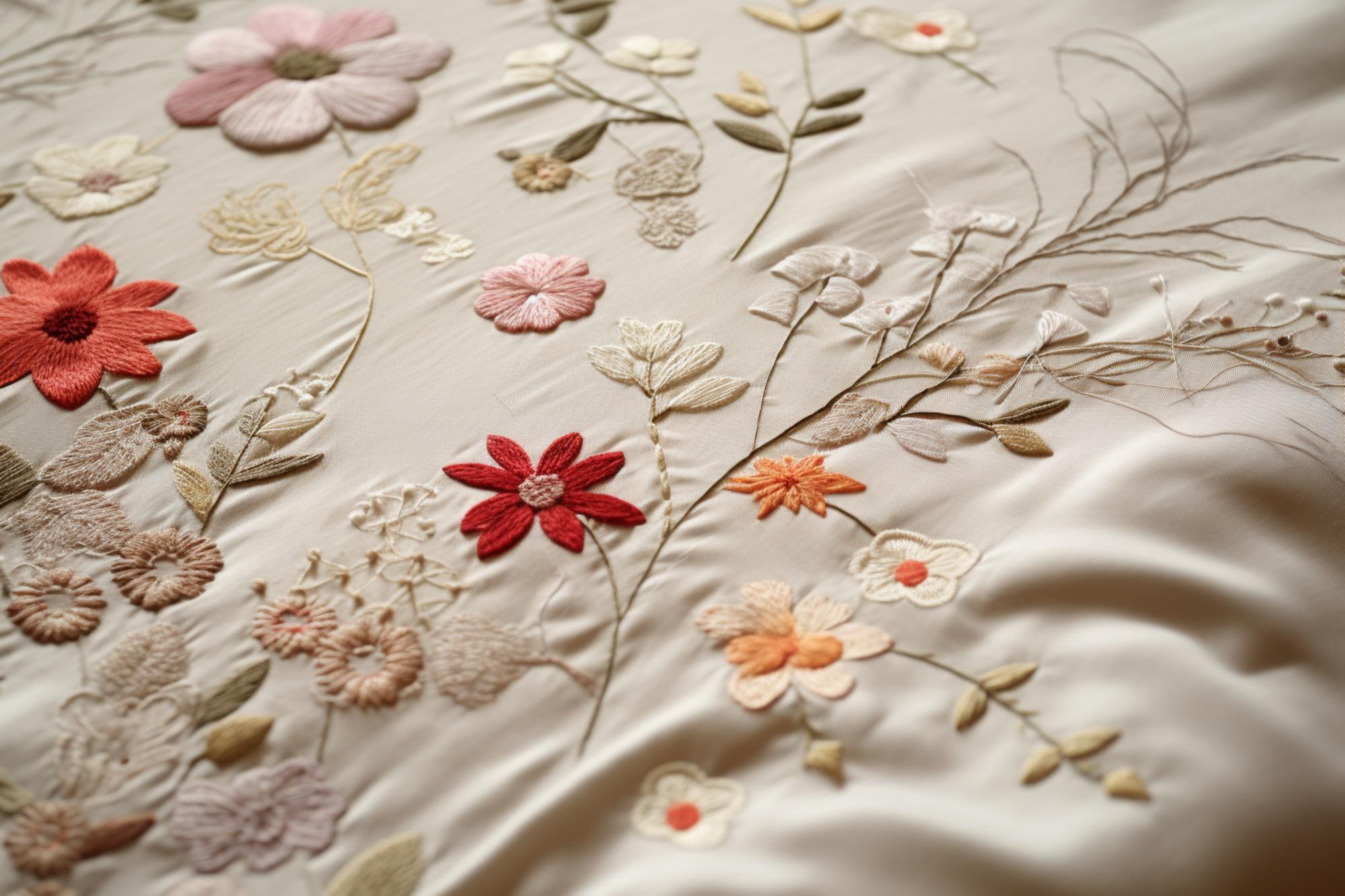 Coperta ricamata con fiori sottili